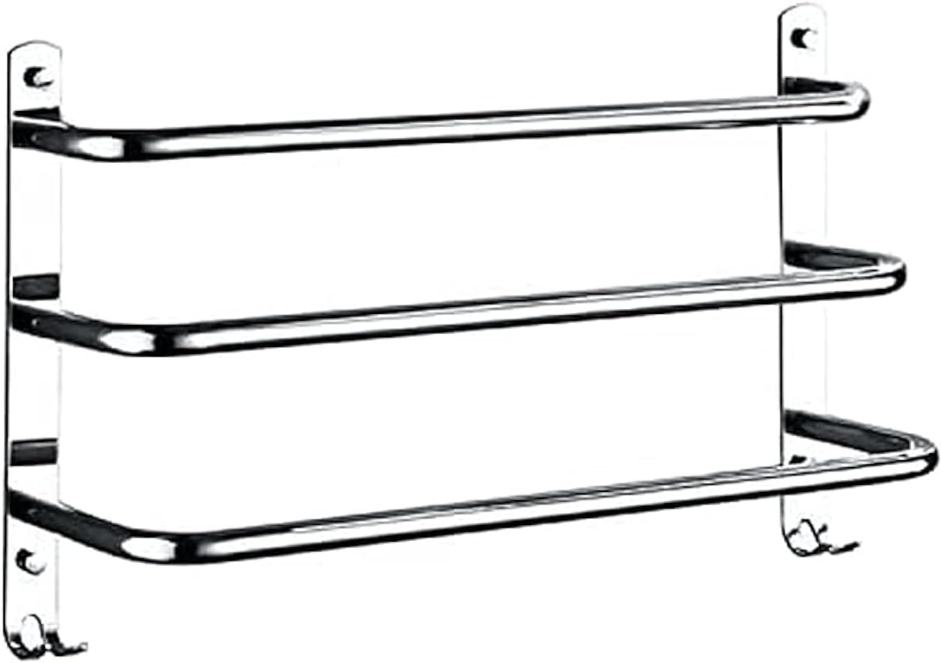 HONPHIER® toallero cromado toallero de acero inoxidable con ganchos toallero baño 60 cm, toallero para baño cocina inodoro