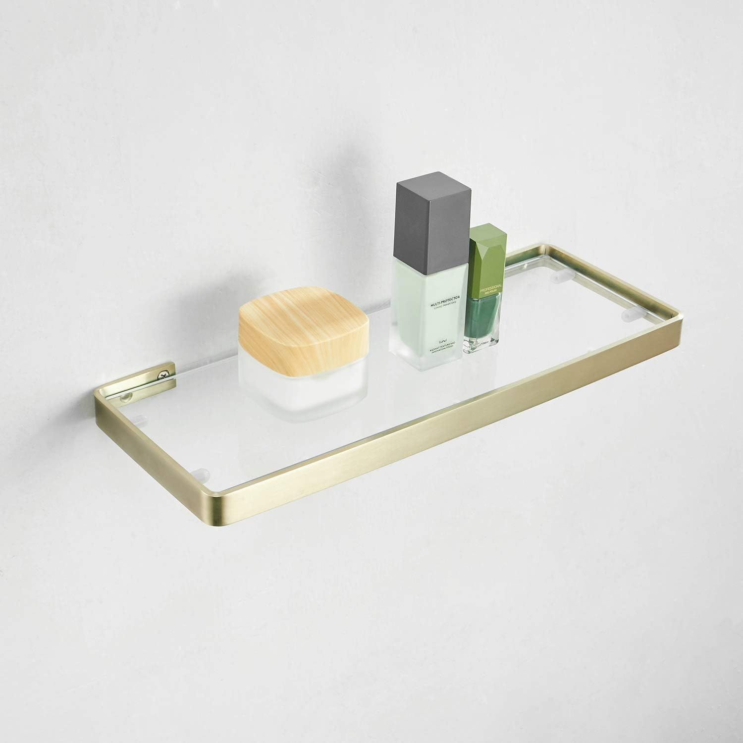 Kelelife Rectangular Estante De Cristal Baño Estantería De Pared para Cosméticos Oro Mate 55 cm
