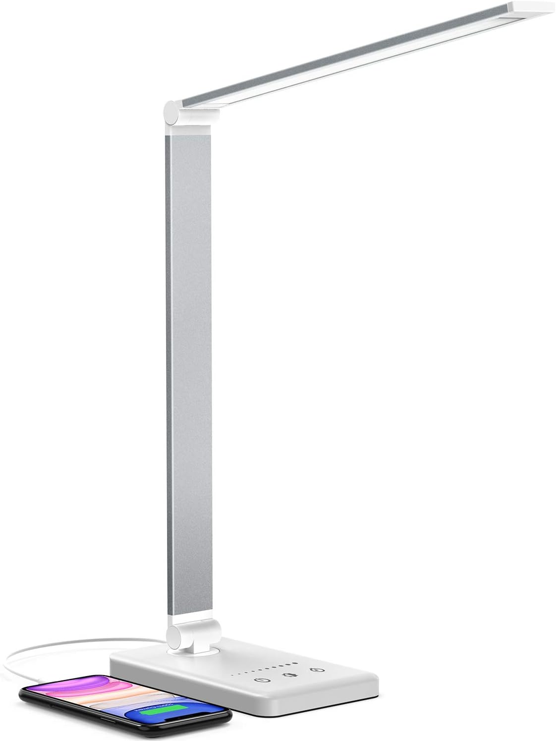 Lámpara Escritorio LED, Chesbung Flexo de Escritorio Regulable con Puerto USB, 5 Modos,10 Niveles de Brillo,Temporizador de 30/60min, Función de Memoria, para Estudio Lectura