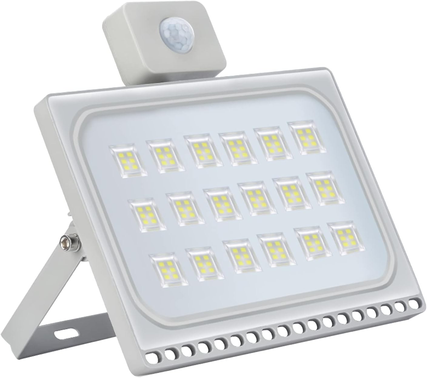 Foco LED NIKEEYEN 100W con detector de movimiento, foco LED exterior, impermeable IP65, 10000LM 6500K blanco frío, foco LED ultrafino para patio, garaje, estadio, jardín, parque infantil