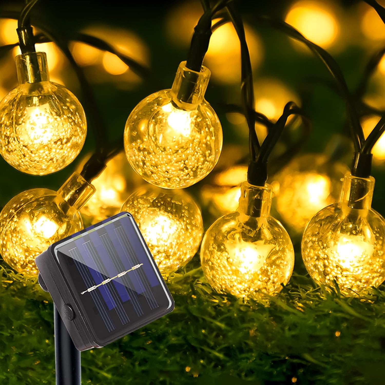 Fulighture Luces de Cadena de Hadas Solares, 8 Modos Luces Impermeables Interiores/Exteriores de 22.3FT 30 LED, Decorativas Accionadas para Jardín, Patio, Hogar, Bodas, Fiestas, Arboles, Navidad (Blanco Cálido)