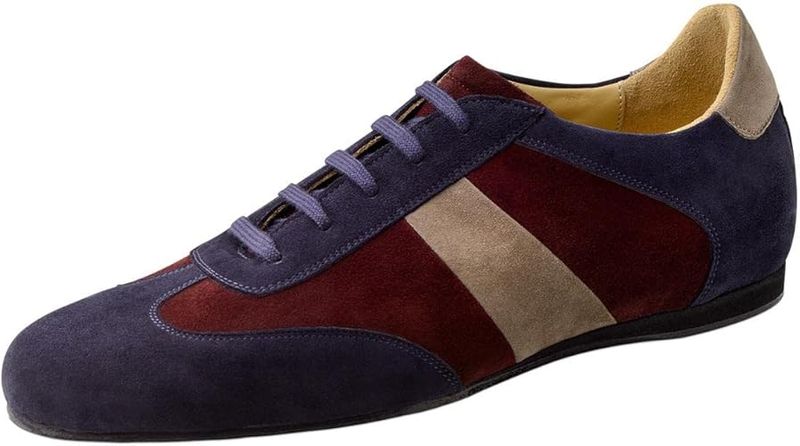 Werner Kern Zapatillas de Baile/Zapatos de Baile para Hombre 28061 - Ante Azul/Beige/Rojo - Ancho Normal - tacón Blando de 1 cm - Talla: UK 9
