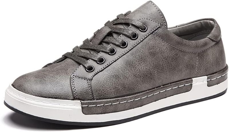 Hombres de Cuero Casual Skateboard Zapatos de Moda de Encaje hasta Mocasines Antideslizantes Pisos de Moda de Negocios cómodas Zapatillas de Deporte