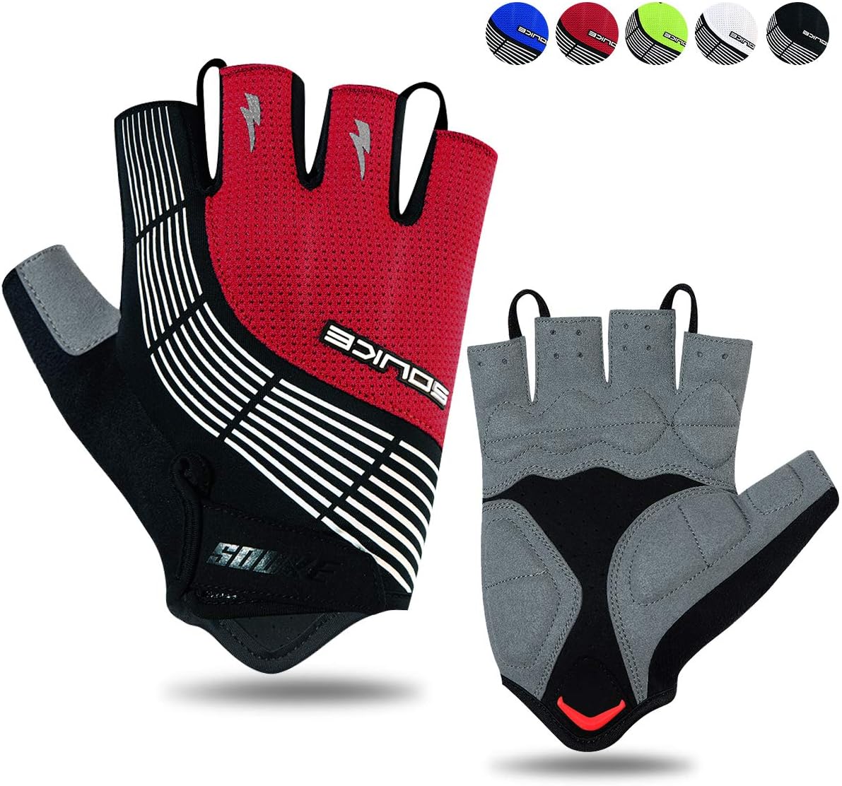Souke Sports Guantes De Ciclismo Acolchados Antideslizantes Medio Dedo Acolchado Transpirable Guantes MTB Mujer/Hombres Unisexo, tala XL