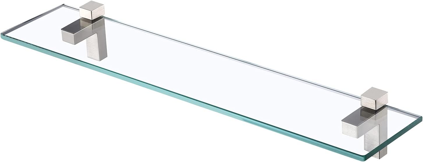 KES Estanteria Baño Balda Baño 8MM Grueso Cristal Templado Estantería de Cristal Ducha 60CM Pared Acabado Pulido, BGS3201S60
