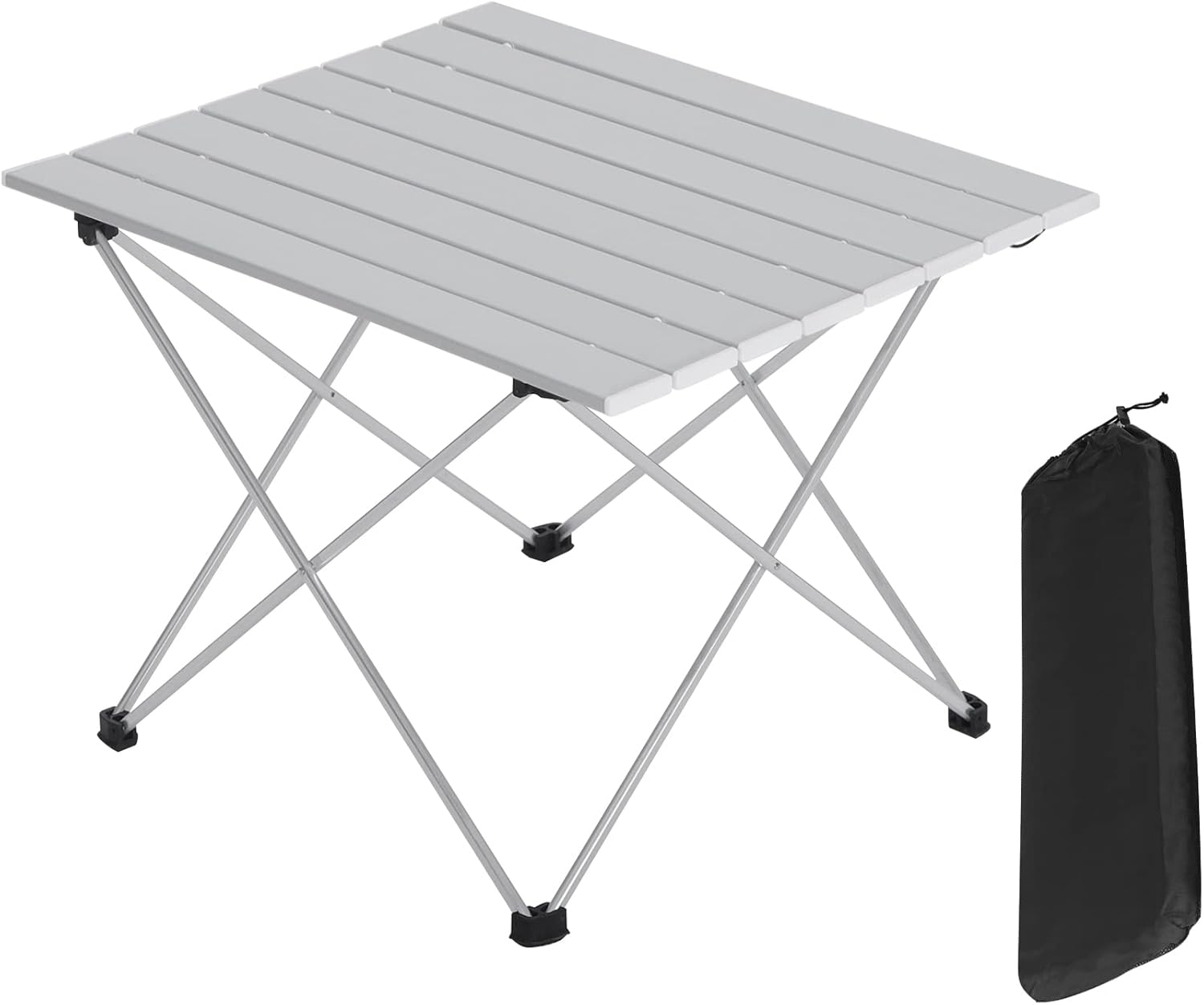 Mesa de camping WOLTU de aluminio, portátil, plegable, ahorradora de espacio y ligera, para picnic, 56 x 46 x 40 cm, color plateado