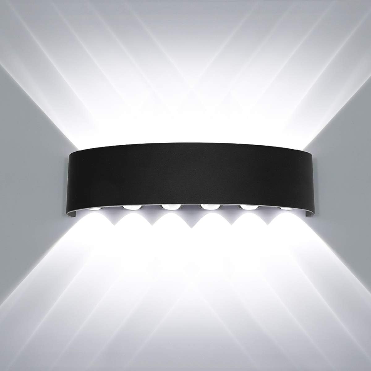 HAWEE - Lámpara de pared LED moderna de aluminio resistente al agua, ideal para interiores y exteriores, ideal para dormitorio, baño, porche, pasillo, escaleras y sala de estar, 12 W, color blanco