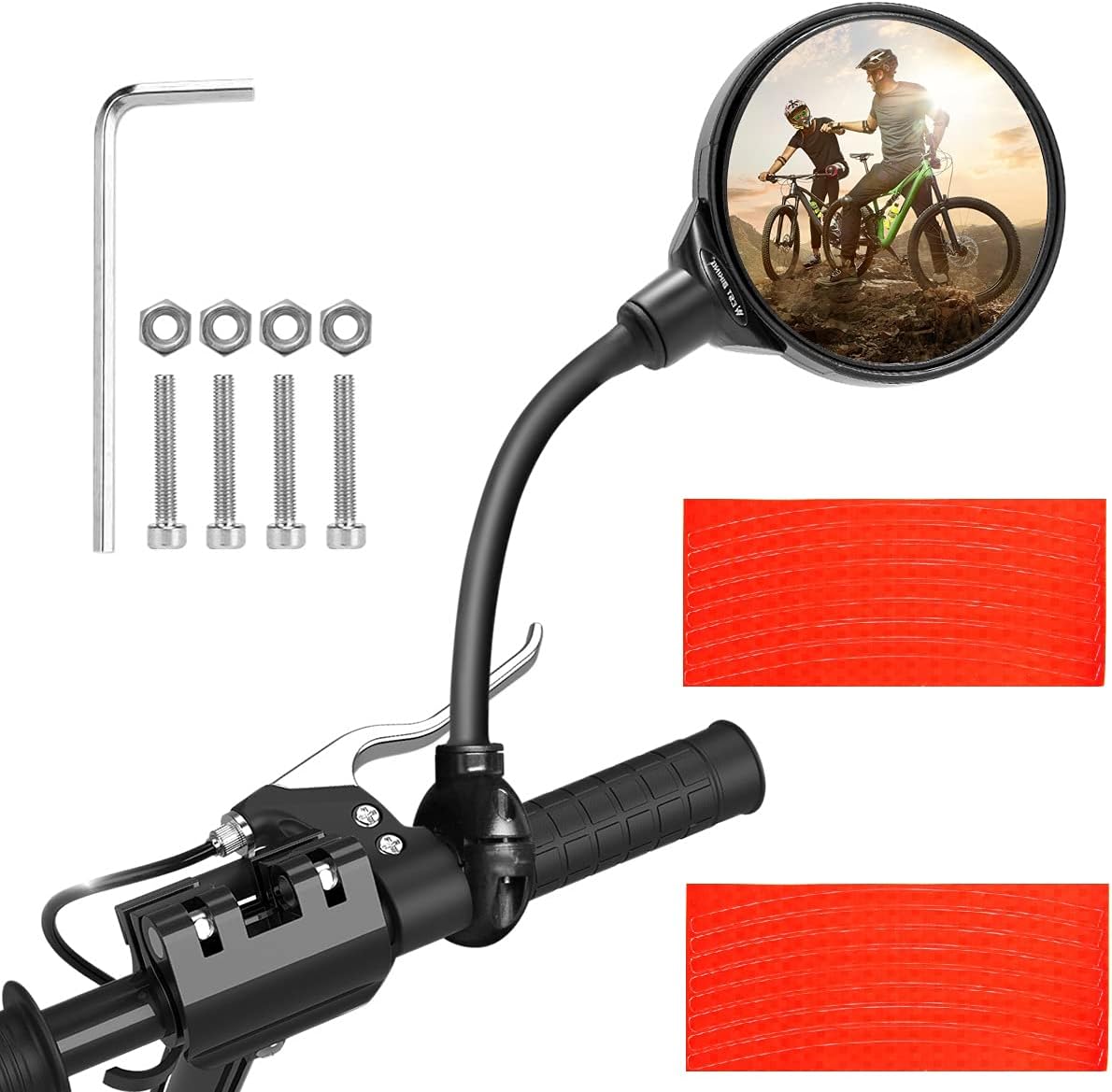 ZITFRI Espejo retrovisor para bicicleta - Espejo retrovisor convexo gran angular en el manillar para bicicleta de carretera MTB