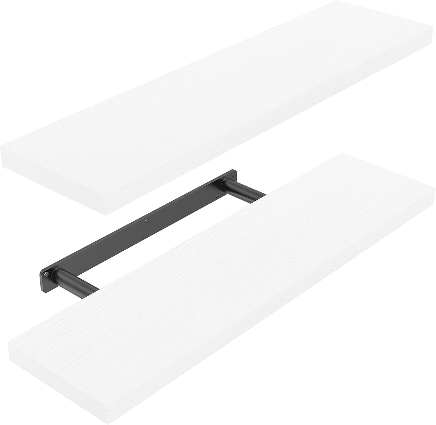STOREMIC Estanteria Pared Blanca, Baldas Pared 2 Niveles, Estante Pared de Madera 60cm de MDF, Ideal para Dormitorio, Sala de Estar, Estudio, la Sala de Estar, la Oficina en el Hogar, etc