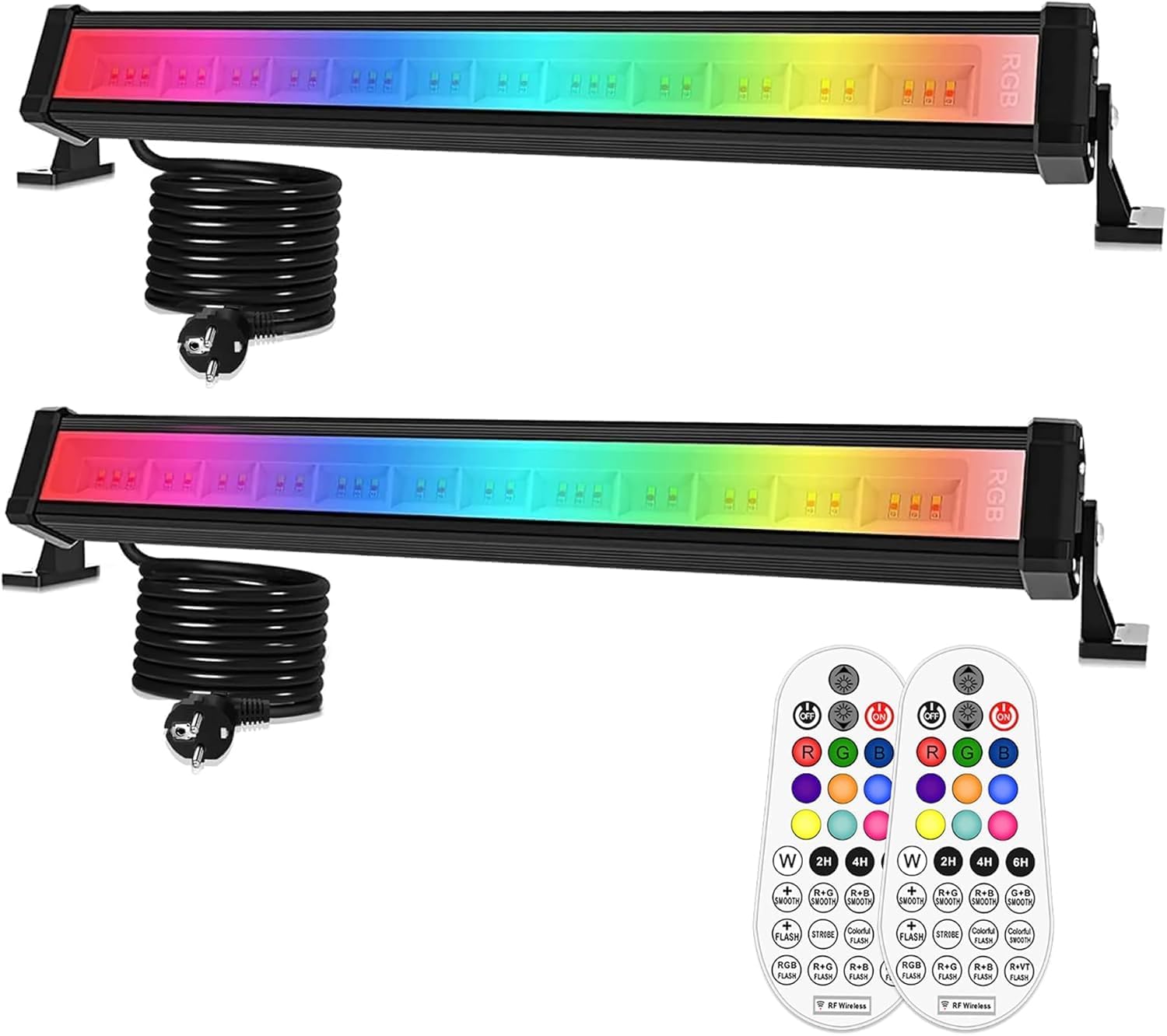 MEIHUA Lámpara de pared LED RGB de 42 W, 2 unidades, efectos de luz LED con mando a distancia, para DJ Home Party