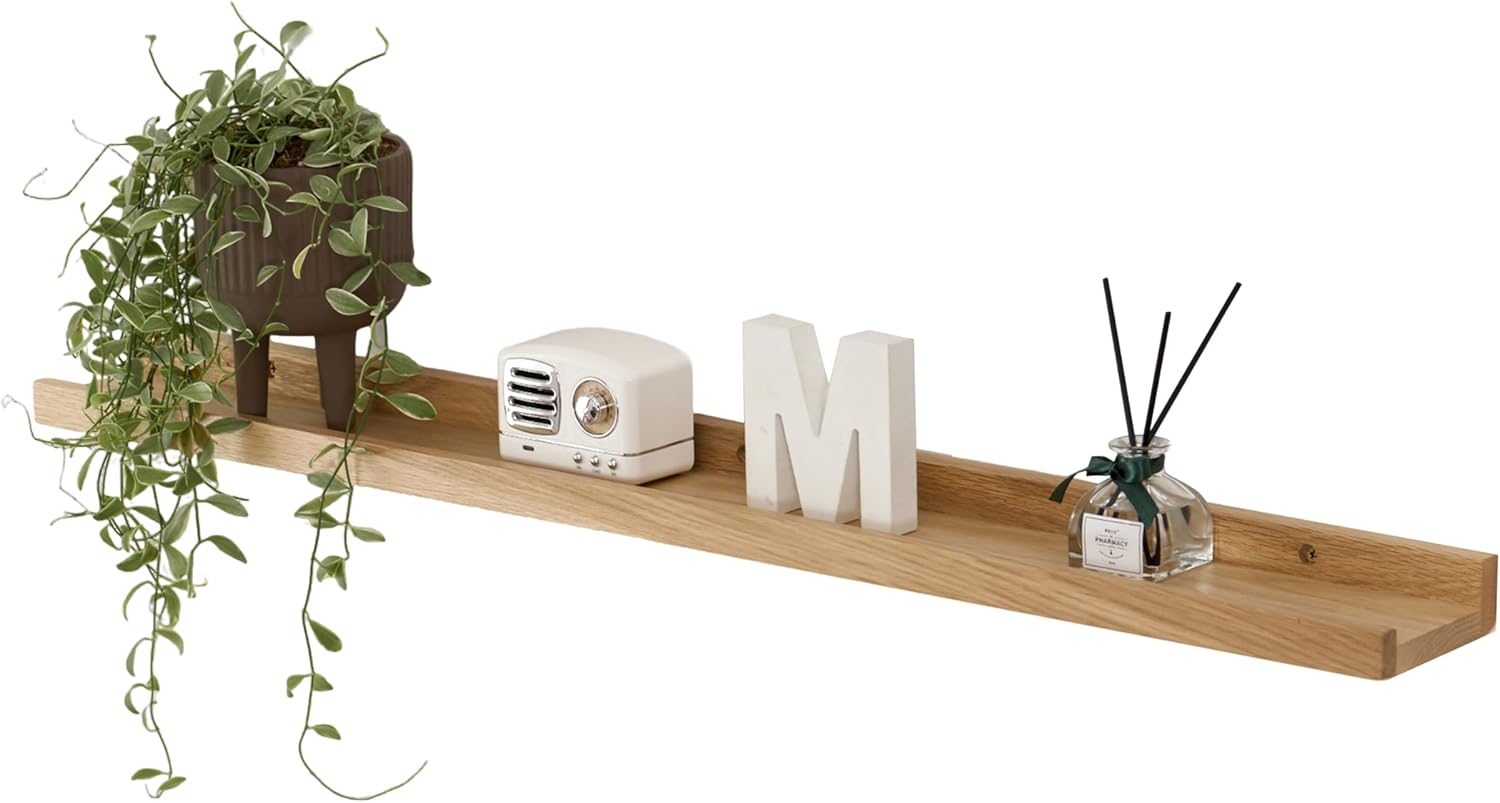 Gieanoo Estante flotante de madera de roble macizo de 12 pulgadas, estante de pared rústico con diseño de labios, estante de radiador para sala de estar, dormitorio, baño