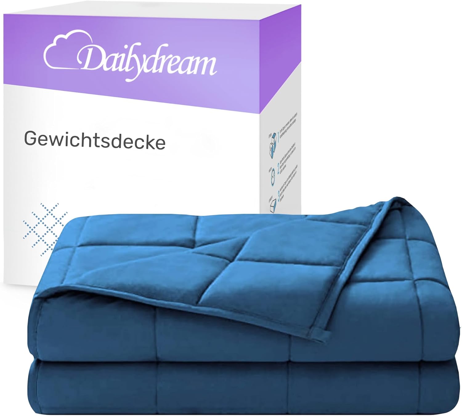 Manta ponderada Dailydream de 4,5 kg, dimensiones 135 x 200 cm. Fabricada en algodón 100% y rellena de perlas de vidrio. Diseño que promueve la distribución uniforme del peso, adecuada para uso indivi