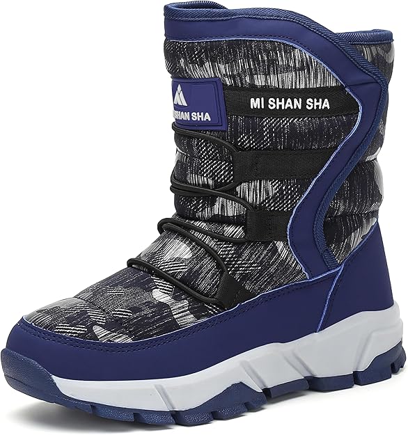 Mishansha Botas de Nieve Niño Niña Botas de Invierno Antideslizante Cálido Forro Niños Al Aire Libre Boots 24-38