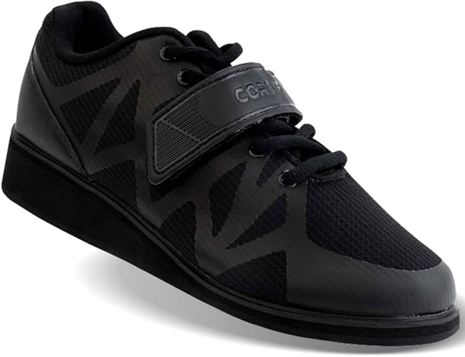 CORE Zapatillas Halterofilia - Calzado Deportivo para Gym Fitness Powerlifting con Tira - Color Negro