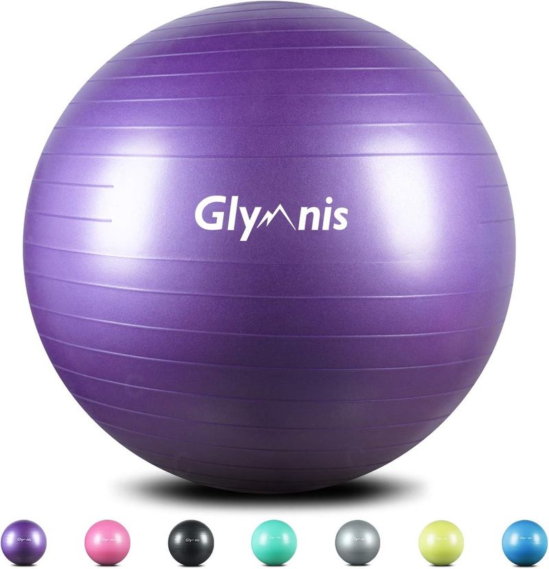 Glymnis Pelota de Ejercicio Pelota Anti-Burst para Pilates Gimnasia Fitness Embarazo Yoga Embarazo  75cm con Hinchador Morado. B085G13WJN