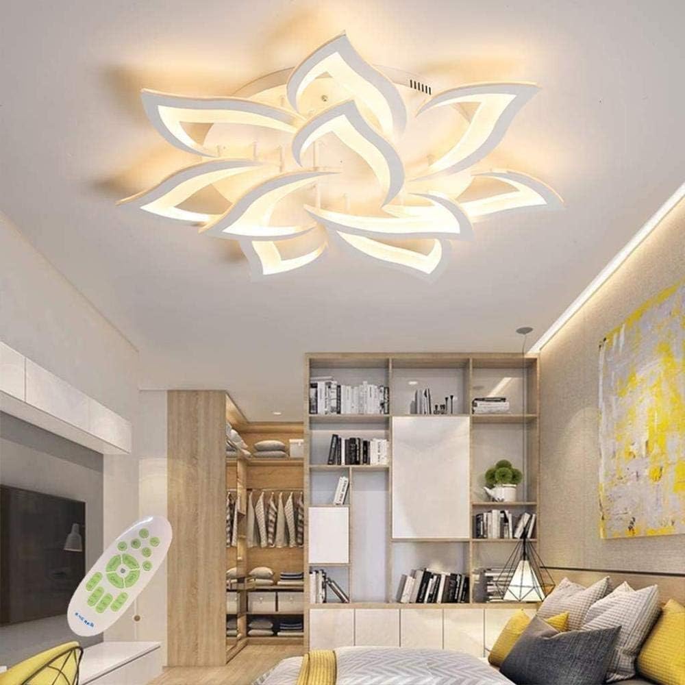 Lámpara de techo LED regulable para sala de estar con control remoto, cambio de color, lámpara de techo moderna para dormitorio, lámpara de araña regulable, 14 cabezales/Ø100cm/39.3in