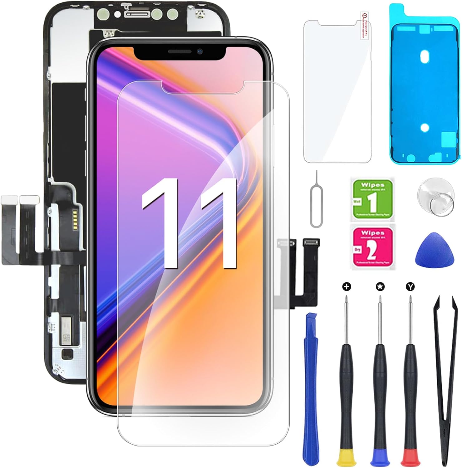 Pantalla táctil para iPhone 11 (6,1 pulgadas), color negro
