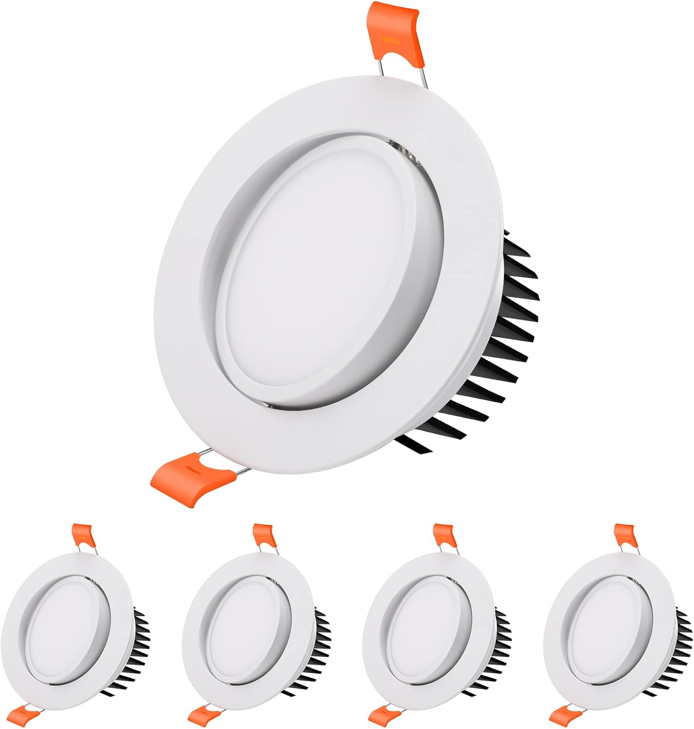 SOOBAY Foco Empotrable LED Techo 7W Blanco Frio 6000K Iluminación Empotrada Ángulo de 40 ° Ajustable IP44 750LM Downlight led Empotrable Redondo 4pack