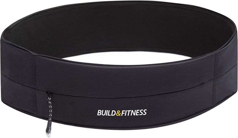 Build & Fitness Cinturón de Correr con Cremallera, Clip de Llave Seguro, Ligero, Delgado, cómodo, se Adapta a Todos los tamaños de teléfonos, Llaves, Tarjetas, Airpods, Gus