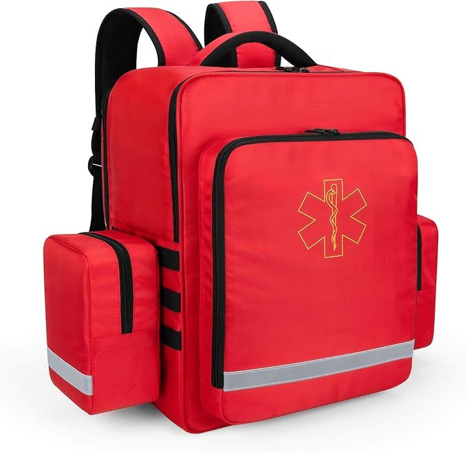 Trunab Mochila Medica Bolsa Emergencias Vacia, Bolsa Primeros Auxilios Con Bolsillos Laterales Desmontables y Parte Inferior Antideslizante, Adecuado para EMT, Paramédico, Visita Domiciliaria