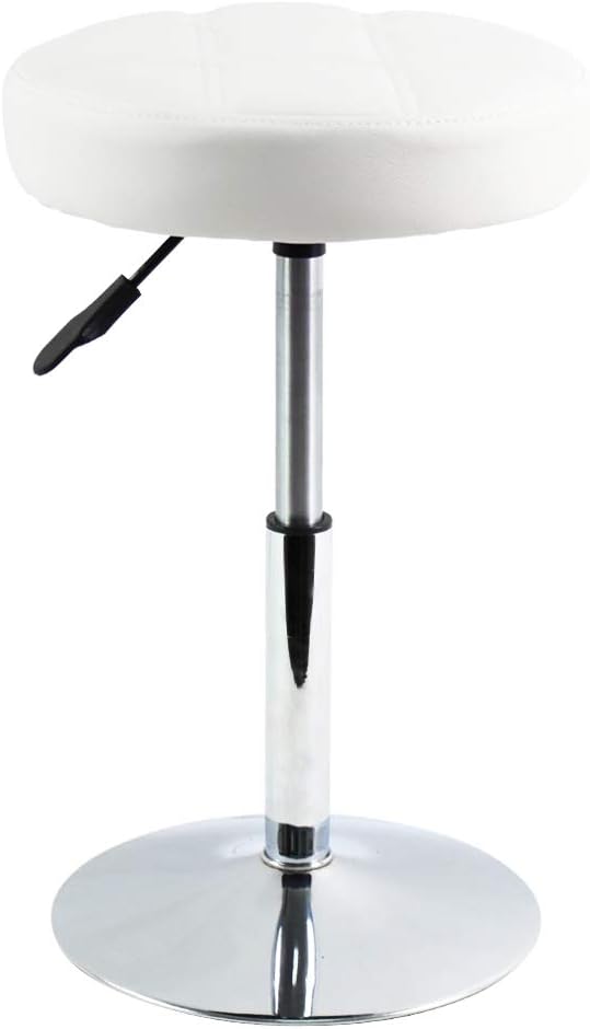 FURWOO Round Salon Massage Silla de Taburete Giratorio de Trabajo de Trabajo de Trabajo Ajustable Tapa de peluquería Beauty Salon Silla de Belleza de uñas Taburete de Bar bajo (Blanco)