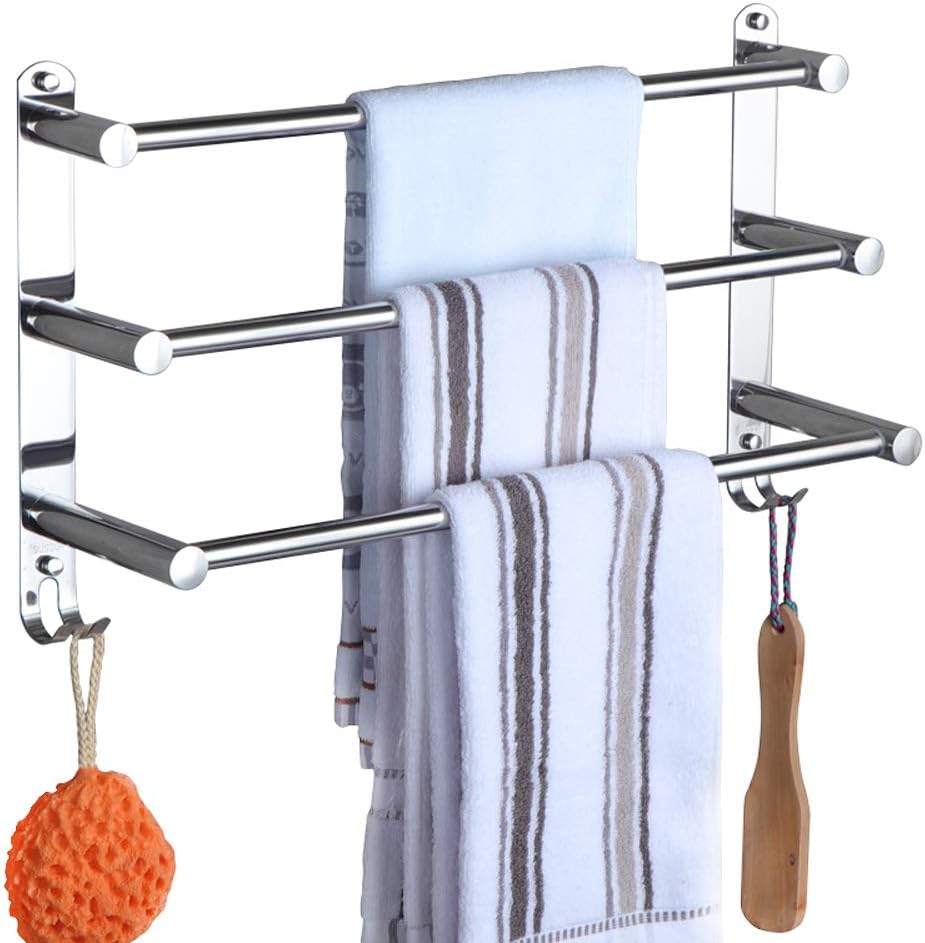 Toallero Cromo HONPHIER® Toalleros de Acero Inoxidable con Ganchos Retráctil 49-90 CM Toallero de Baño Toallero de Pared para Baño Cocina Inodoro Hotel Toallero