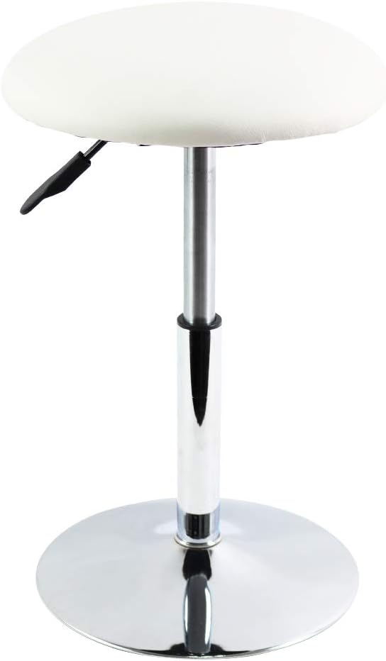 FURWOO Taburete de Trabajo Redondo de Cuero sintético Taburete de barbero Rotación de Altura Ajustable Adecuado para Oficina en casa Hotel Salón Sala de Consulta (Blanco)
