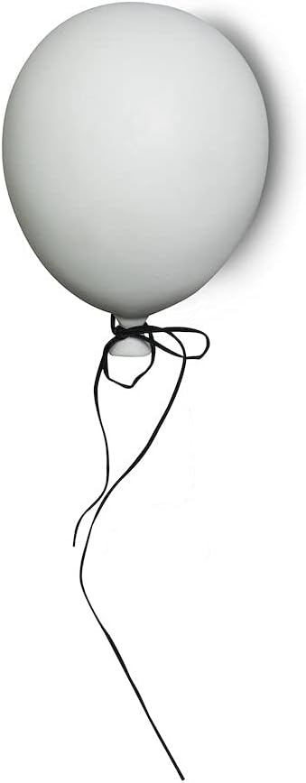 BY ON Globo decorativo con cordón, pequeño, blanco, 13x13x17cm, poliresina, globo eterno, no necesita ser inflado, decoración de pared con globos para salón o dormitorio