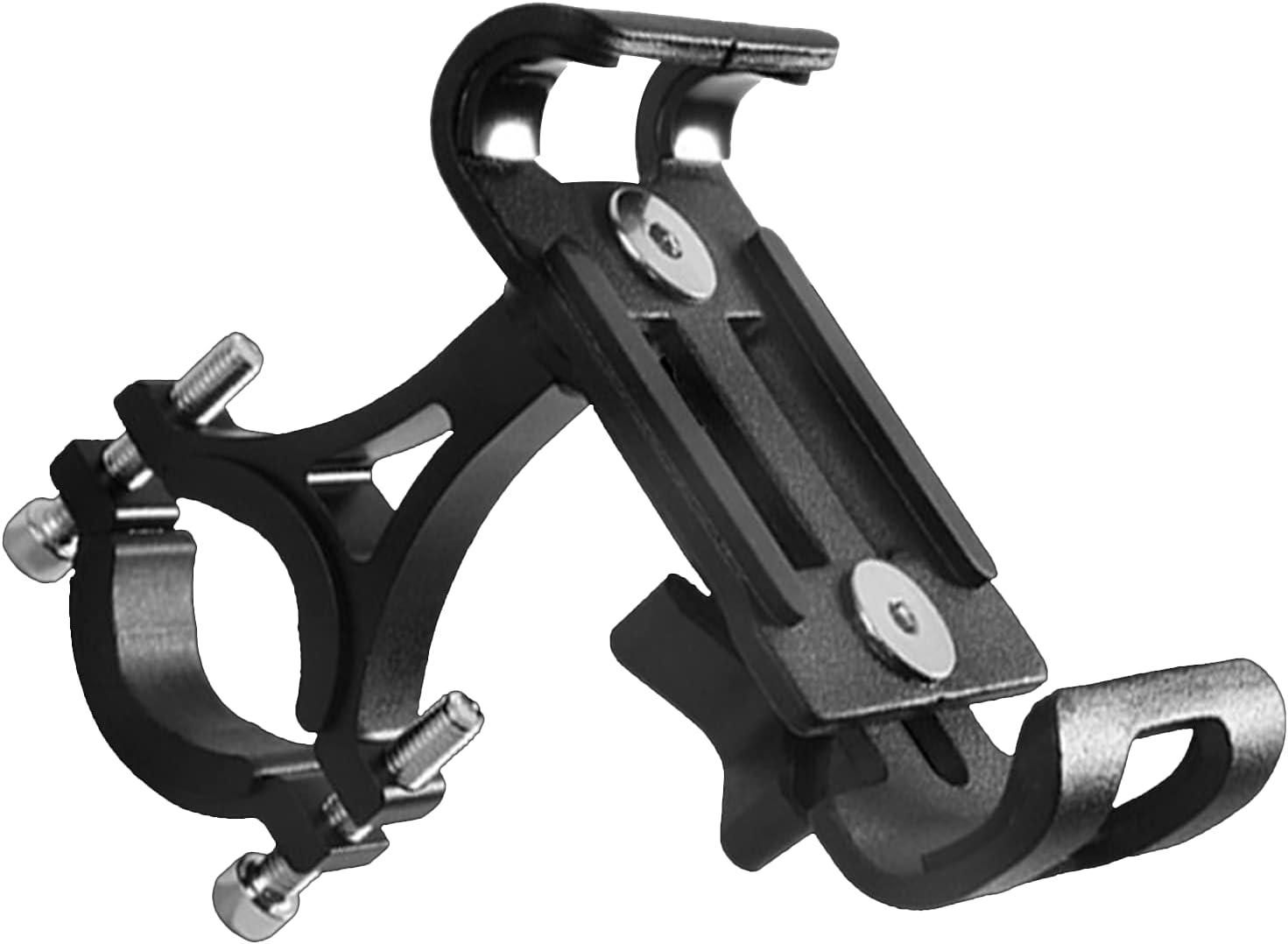 Soporte universal para teléfono móvil de aluminio para bicicleta, scooter, con función giratoria 360°, para smartphone de 3,5 a 6,5 pulgadas, color negro