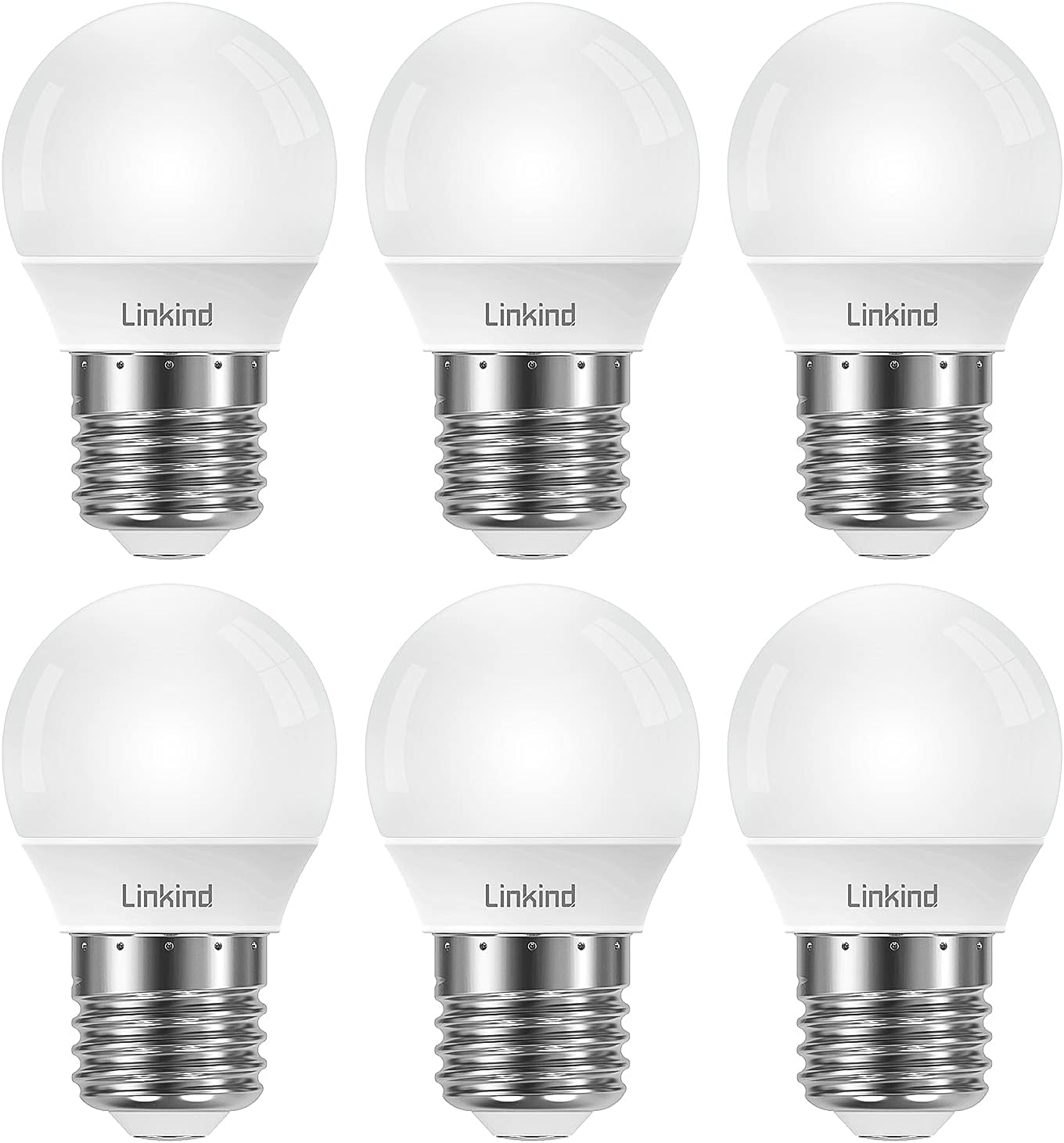 Linkind Lámpara regulable Golf P45 E27 de 5 W, lámpara incandescente de 40 W reemplazada, 2700 K blanco cálido, 470 lm, certificación CE / RoHS / ErP, paquete de 6