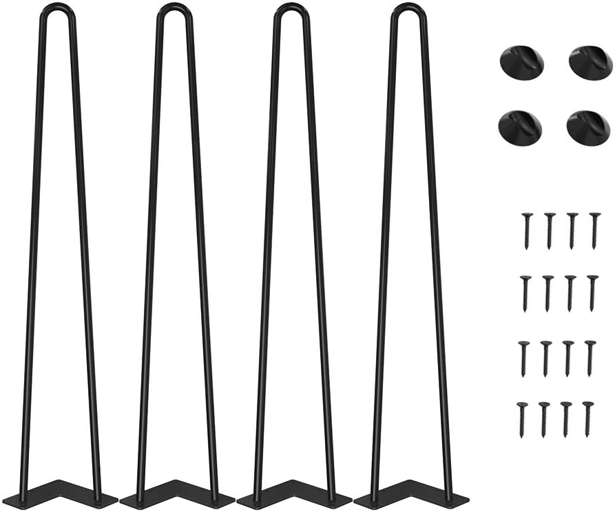 WINSOON 71CM Patas de Mesa 4pcs Patas Mueble, Moderno Industrial Negro con Protectores Suelo, DIY Muebles de Mesa de Metal de Las Piernas