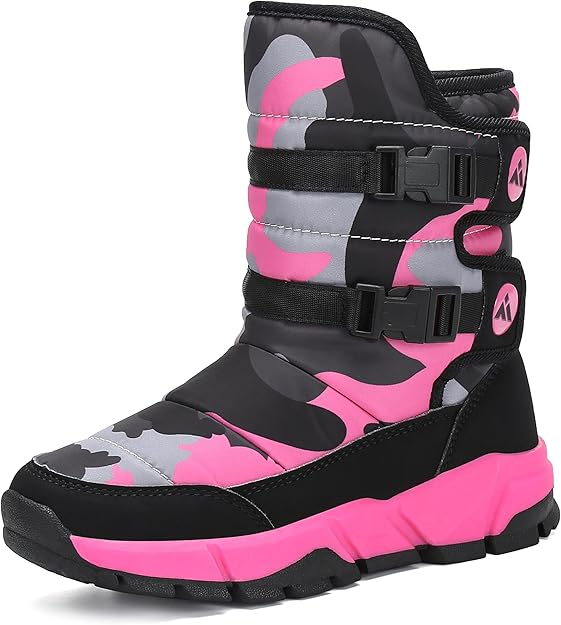 Mishansha Botas de Nieve Niño Niña Botas de Invierno Antideslizante Cálido Forro Niños Al Aire Libre Boots 24-38