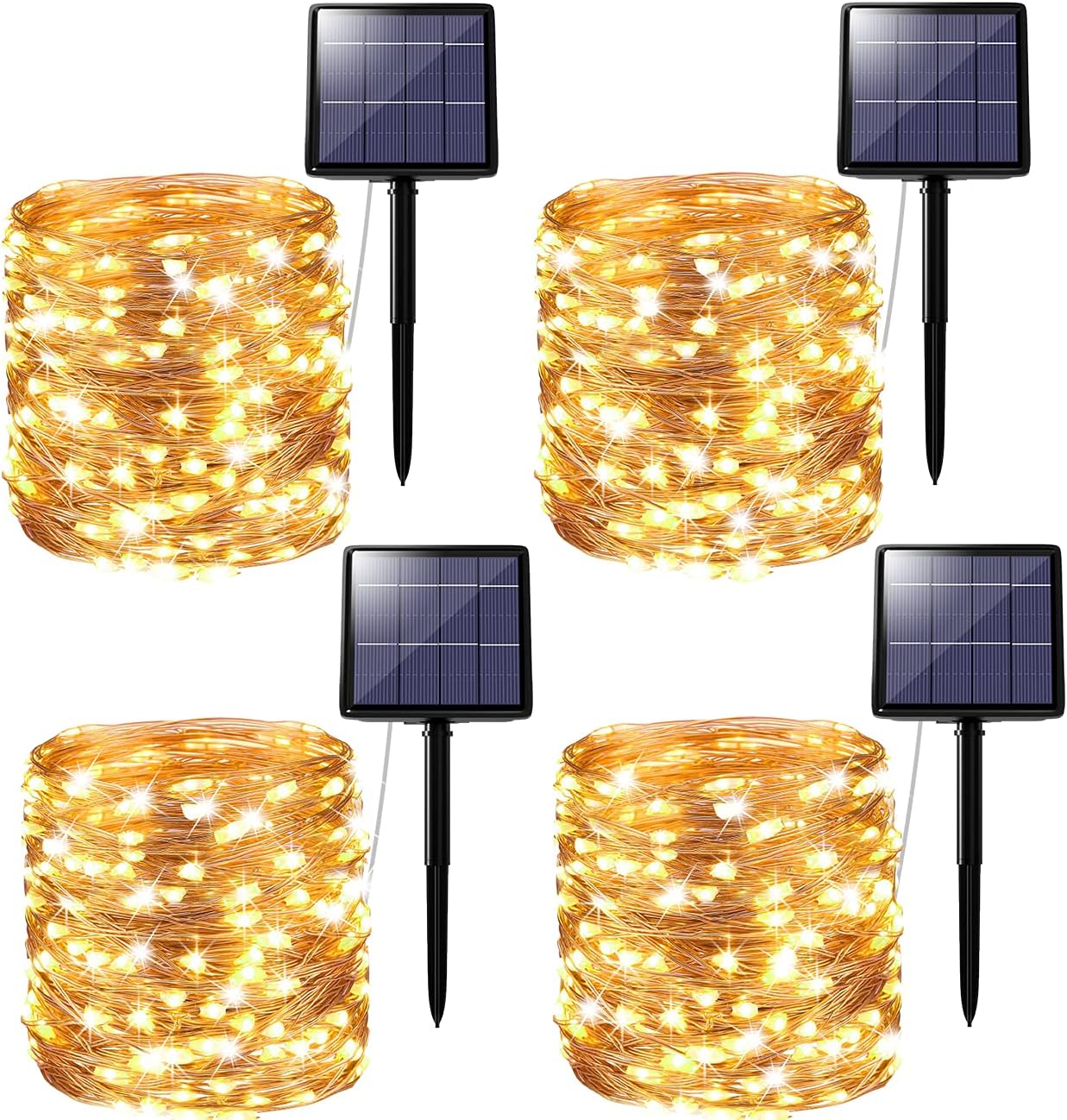 kolpop [4 Pack] Guirnaldas Luces Exterior Solar, 24M 240 LED 8 Modos Luces LED Solares para Exteriores, Impermeables Guirnalda Exterior Solar Tira LED Solar Exterior para Jardín Terraza Bodas Fiestas