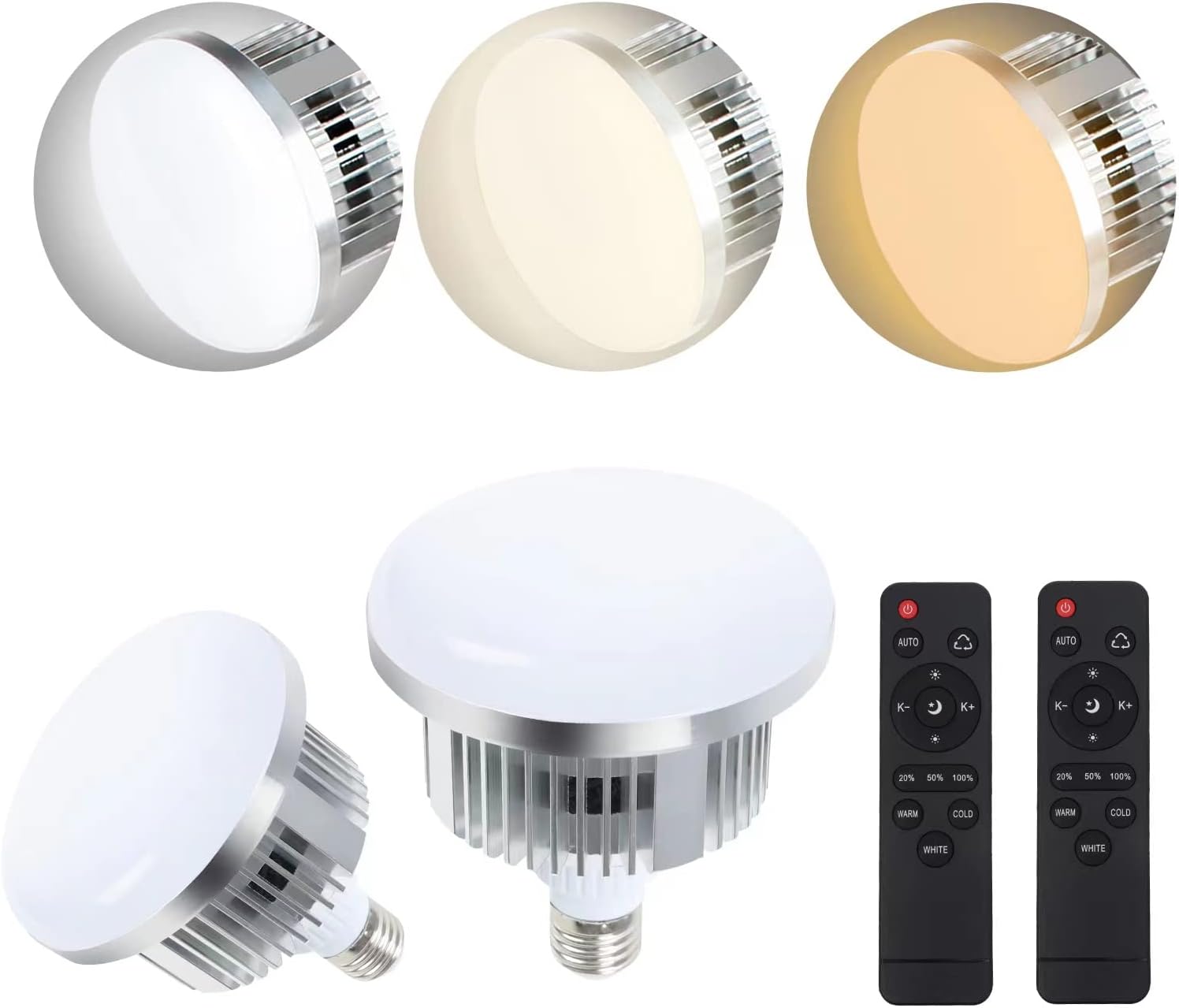 FGen 2 x 85W LED Foto Luz E27 2700-6400K, Ajustable con Control Remoto, Lámpara LED de Estudio Fotográfico, Iluminación de Ahorro de Energía para Softbox, Reflector y Fotografía