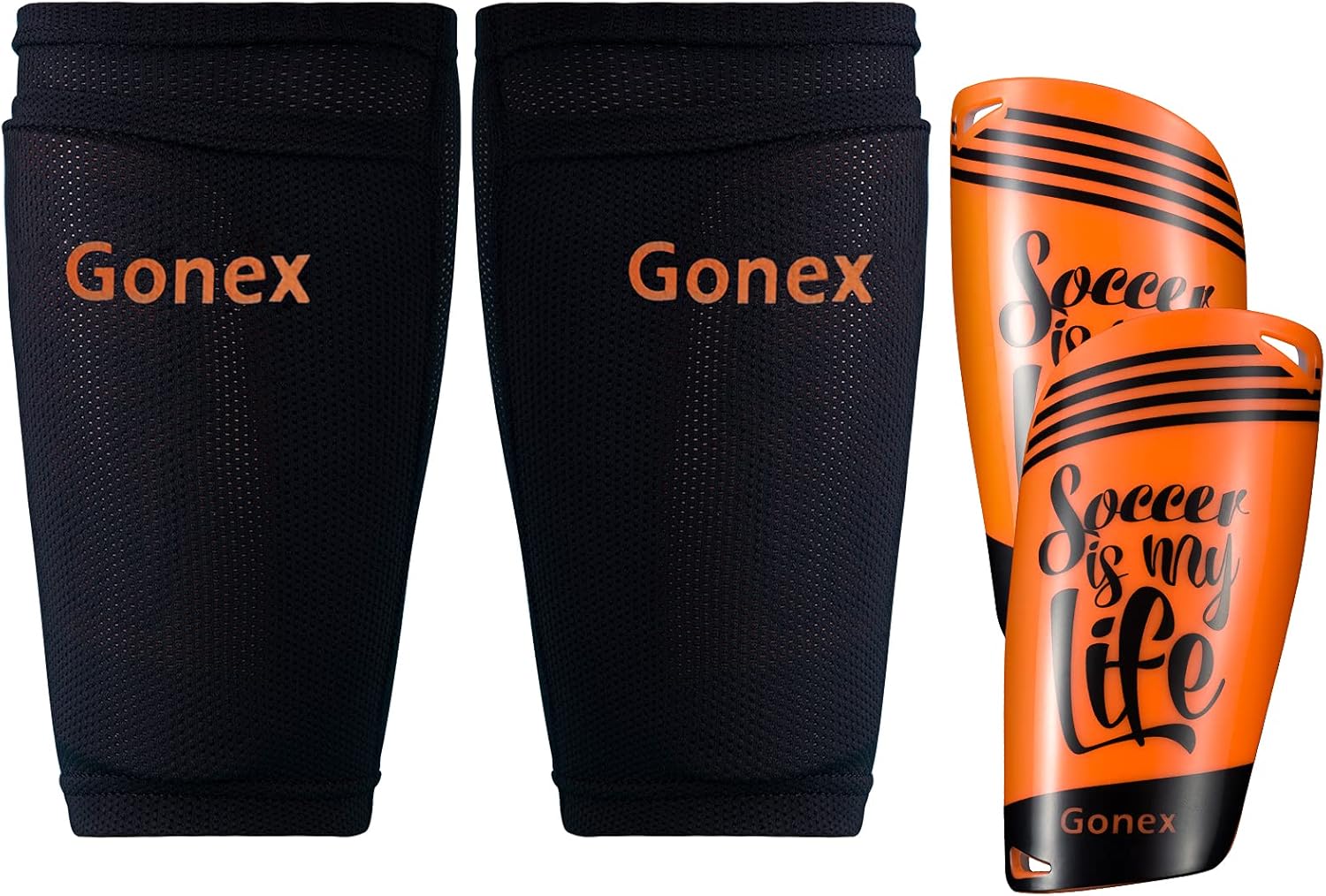 Gonex Espinilleras de fútbol niños Adultos Juventud Mangas Protectoras de fútbol espinilleras Hombre de fútbol Juveniles con Calcetines cojín de EVA