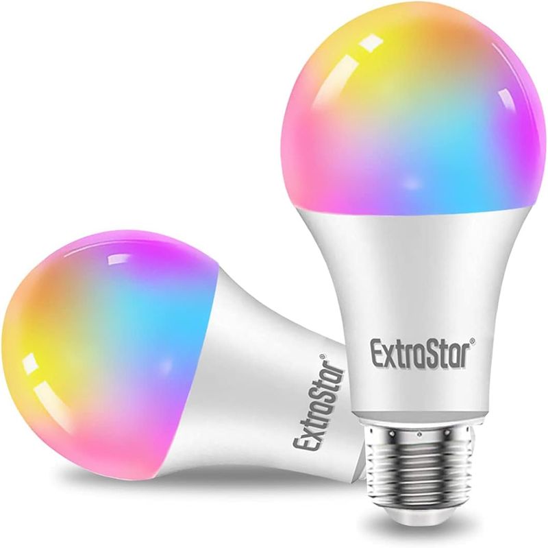 EXTRASTAR Bombilla LED Inteligente WiFi, E27, 15W, Pack de 2 Unidades