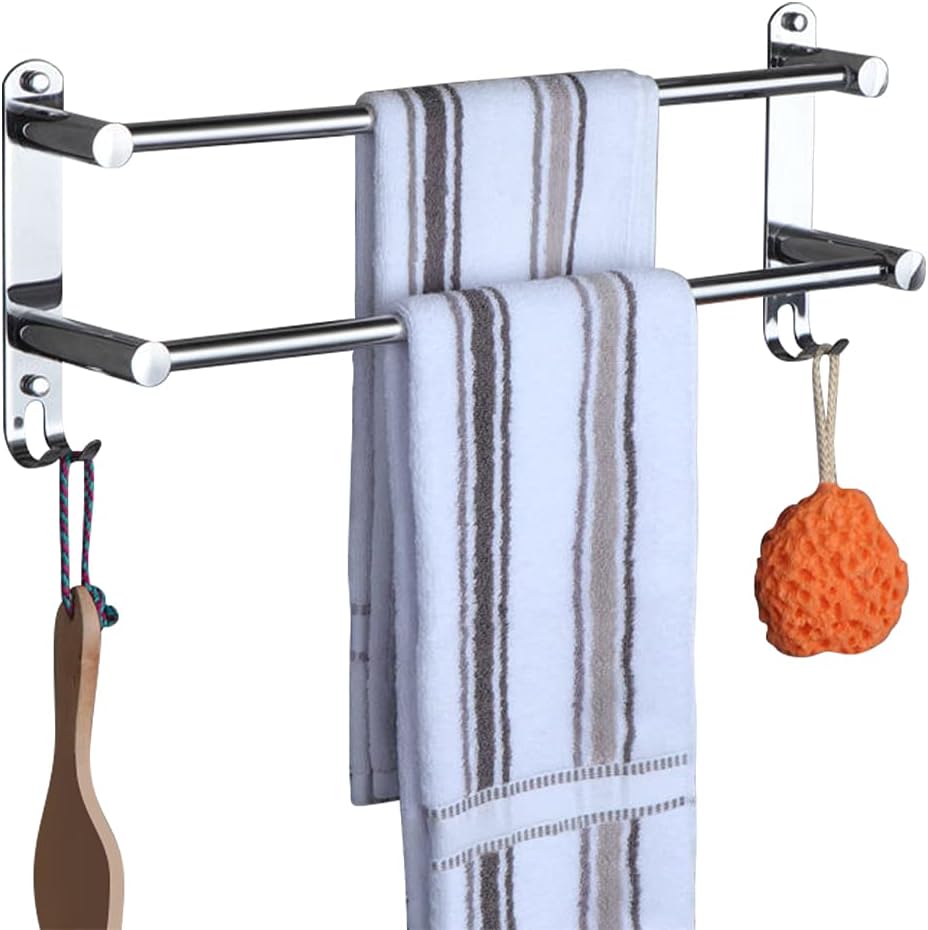 Toallero Cromo HONPHIER® Toalleros de Acero Inoxidable con Ganchos Retráctil 49-90 CM Toallero de Baño Toallero de Pared para Baño Cocina Inodoro Hotel Toallero