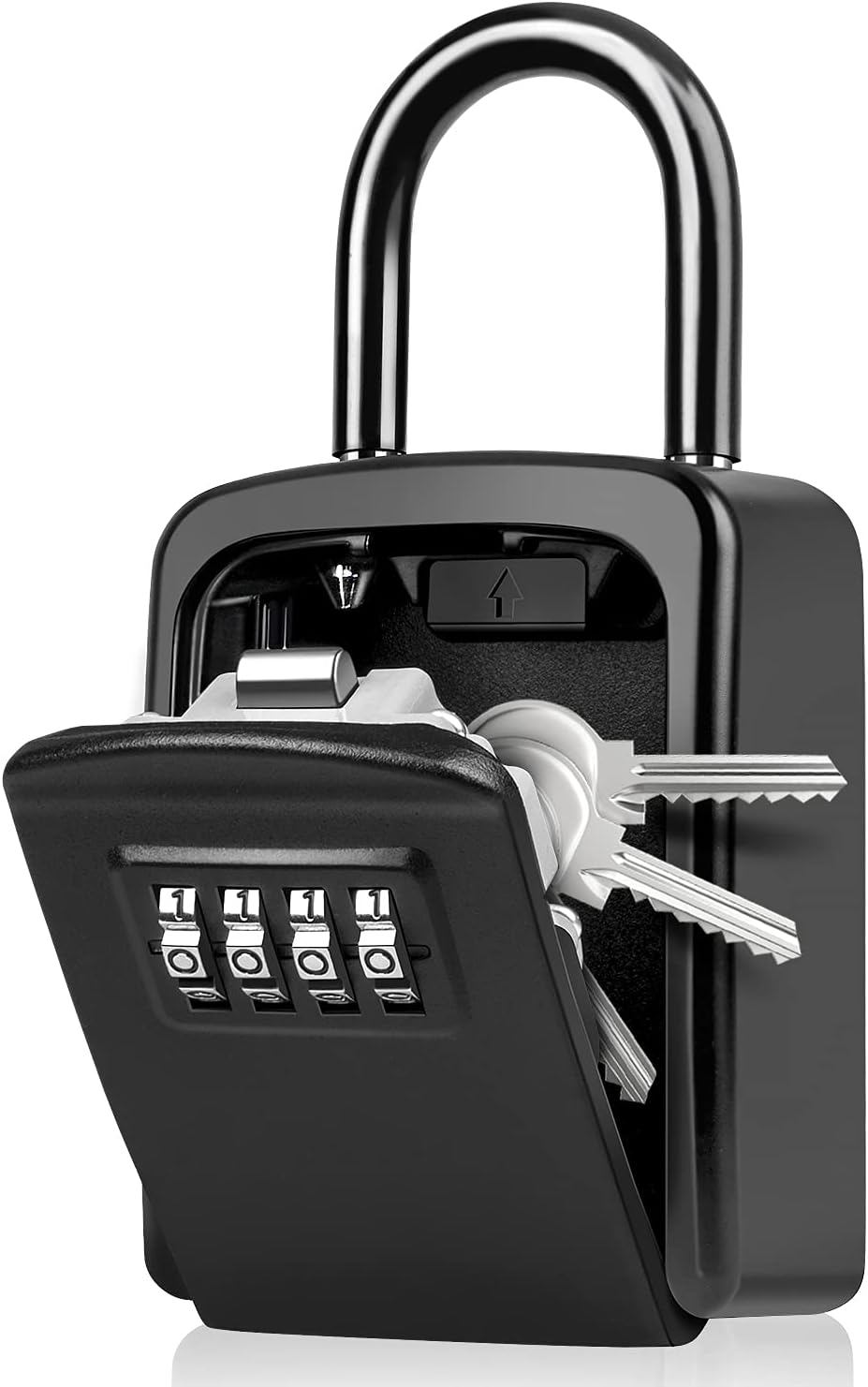 WACCET Caja Seguridad Llaves Combinacion 4 Dígitos Código Caja Fuerte para Llaves con Gancho, Código Reiniciable Caja Seguridad Llaves Exterior para Hogar, Garaje, Escuela, Oficina, Airbnb (Negro)