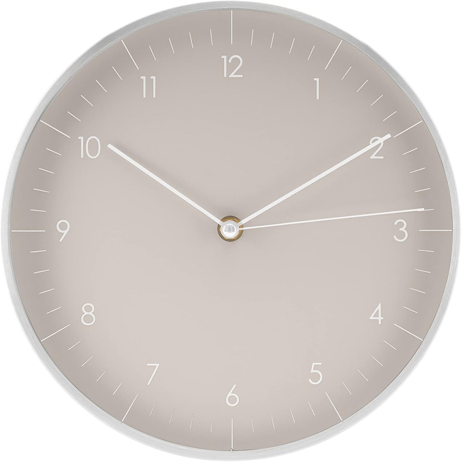 LUUK LIFESTYLE Reloj de pared de cuarzo, silencioso, de diseño minimalista moderno, decoración para salón, cocina, comedor, 24 cm, en gris claro y plata