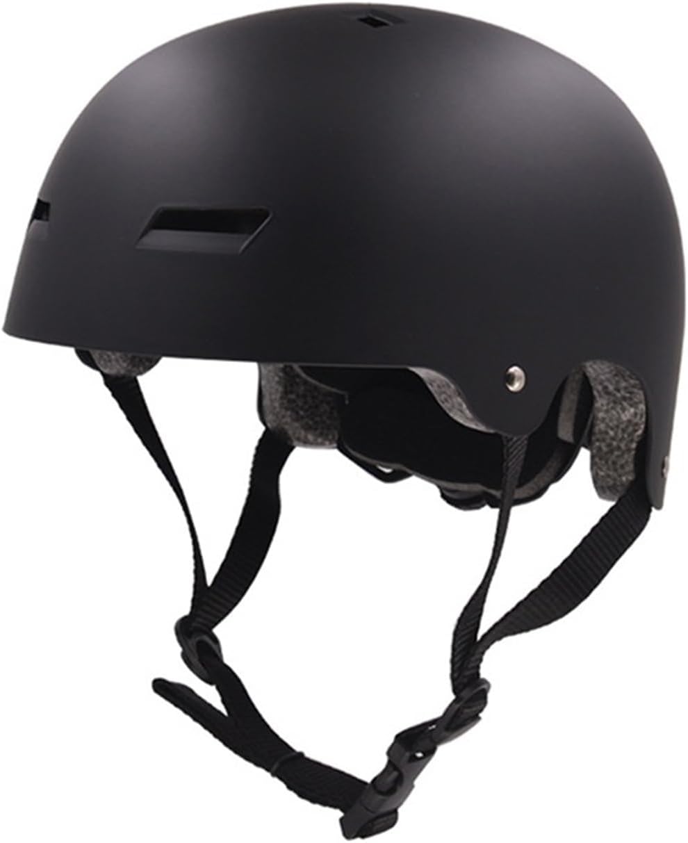 LOOGU Casco de skateboard Scooter BMX Casco Skater  Casco de bicicleta para niños, adolescentes y adultos, casco deportivo – Con certificado EN1078 Talla M (54-58cm) Color Negro, Talla M