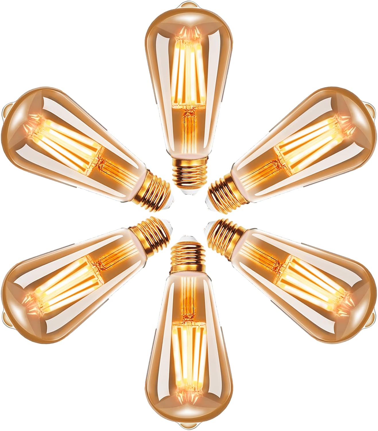 EXTRASTAR Bombillas Marrón ST64 de Filamento LED E27 Color Blanco cálido 2200K, 6W, 600lm Bombilla Retro Vintage, No Regulable - Pack de 3 Unidades