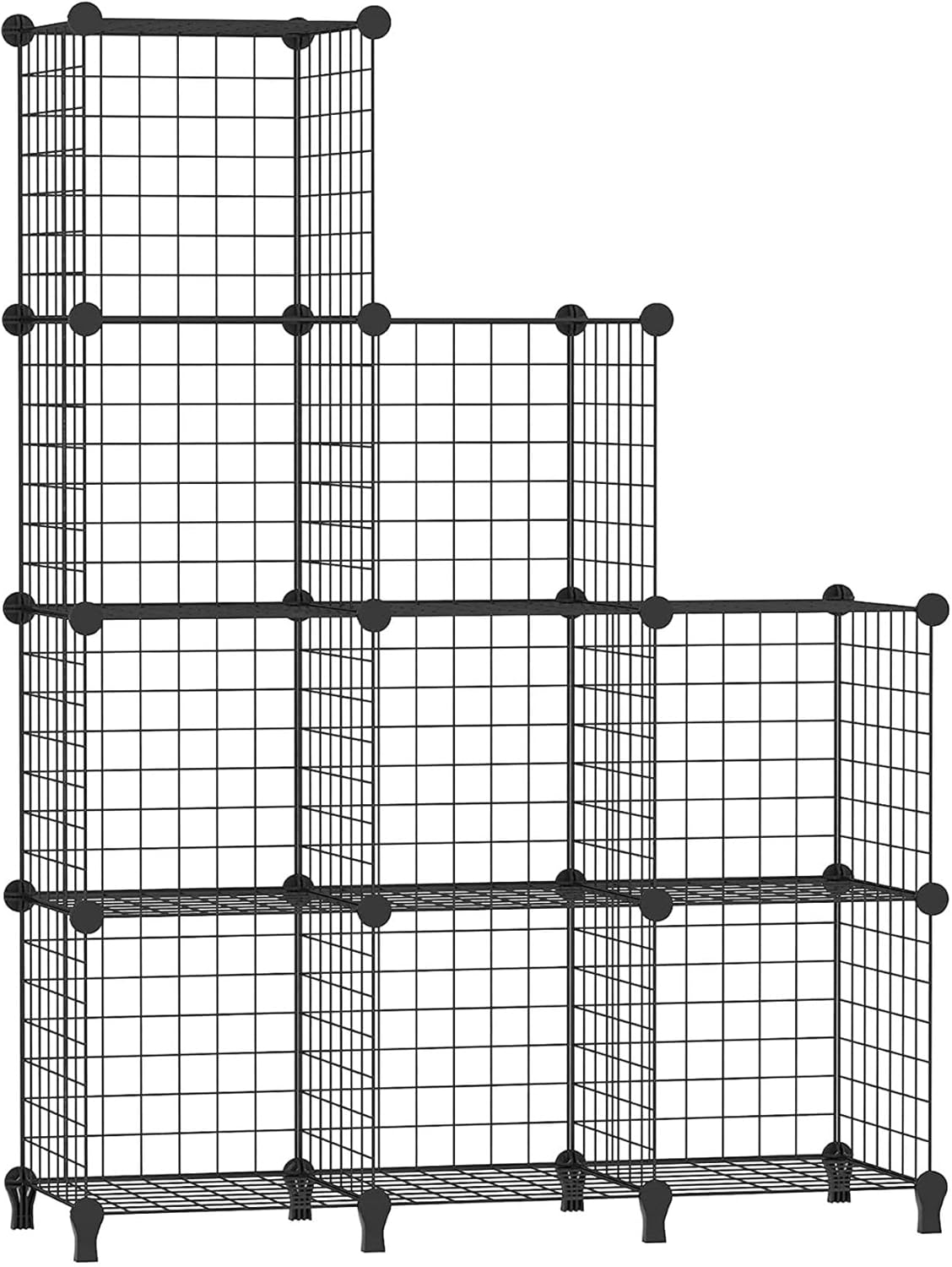 AWTATOS Estante de Almacenamiento de Cubos de Alambre, 9 Cubos, Organizador de Cubos de Almacenamiento modulares, Estante de Alambre de Hierro Multiuso, Estante para Sala de Estar, hogar, Negro