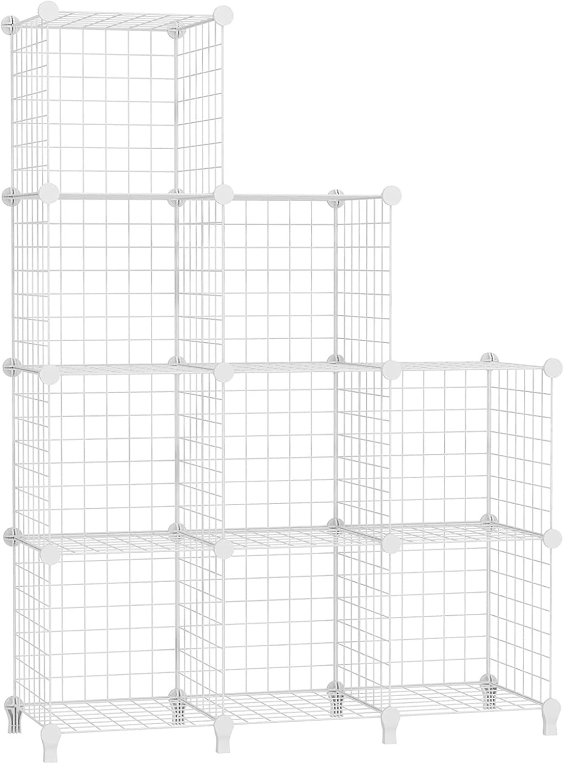 AWTATOS Estante de Almacenamiento de Cubos de Alambre, 9 Cubos, Organizador de Cubos de Almacenamiento modulares, Estante de Alambre de Hierro Multiuso, Estante para Sala de Estar, hogar, Blanca