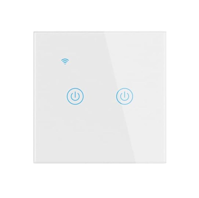 EXTRASTAR Interruptor de Pared Táctil Wi-Fi, 2 Vías, 2 Canales, Compatibilidad con asistentes inteligentes como Google Home y Amazon Alexa Se Requiere Cable Neutro