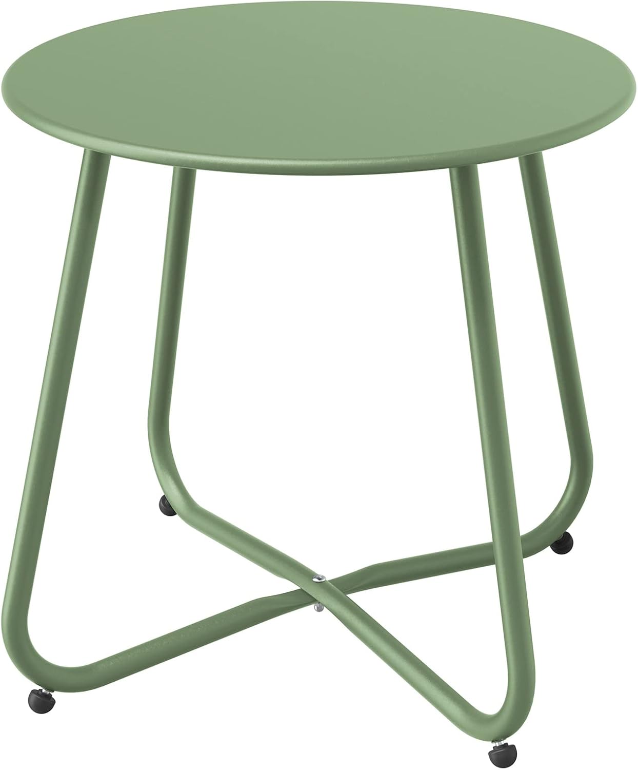 Mesa auxiliar grande para patio, colores surtidos, acero de primera calidad, ligera, redonda, ideal para oficina, balcón, cocina y dormitorio (verde salvia)
