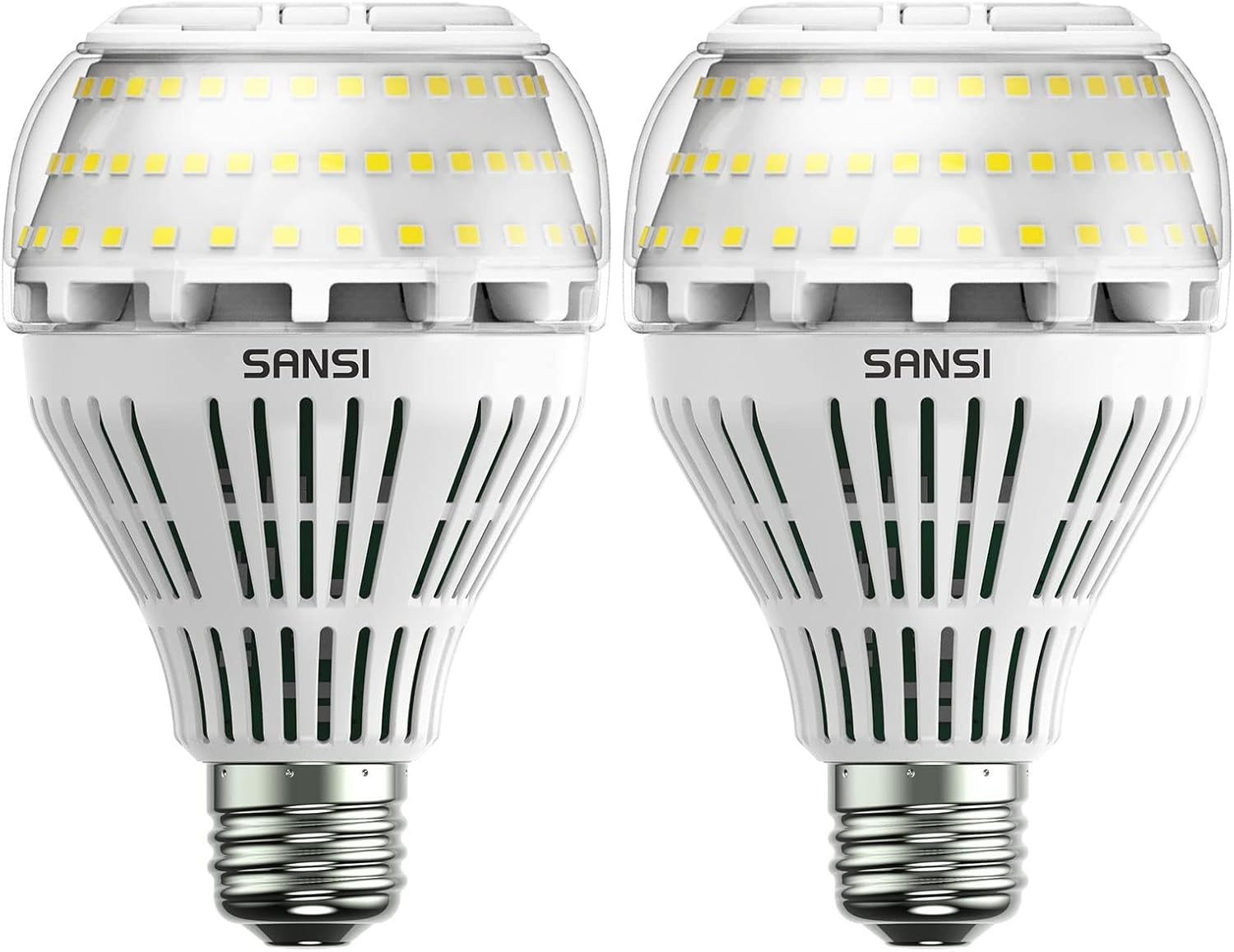 Bombilla LED SANSI E27 de luz blanca fría, 27 W (reemplaza bombilla incandescente de 250 W), regulable, 5000 Kelvin, 4000 lúmenes, superbrillante, paquete de 2
