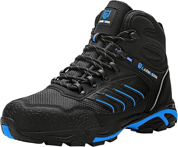 LARNMERN PLUS Botas de Seguridad para Hombre Zapatos de Seguridad Punta de Acero Calzado de Seguridad Cómodo Transpirable Ligero S1P SRC Antideslizante Antiestático (L9118504,46EU)