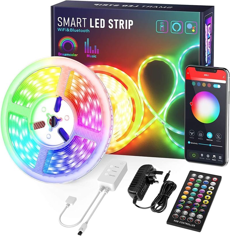 Popotan Tiras LED Alexa WiFi 6M Luces Led Habitacion Funciona con Amazon Echo Google Home,Sync con Música,RGBIC Smart 5050 Tira Led para Navidad,Techo,Armario,Dormitorio