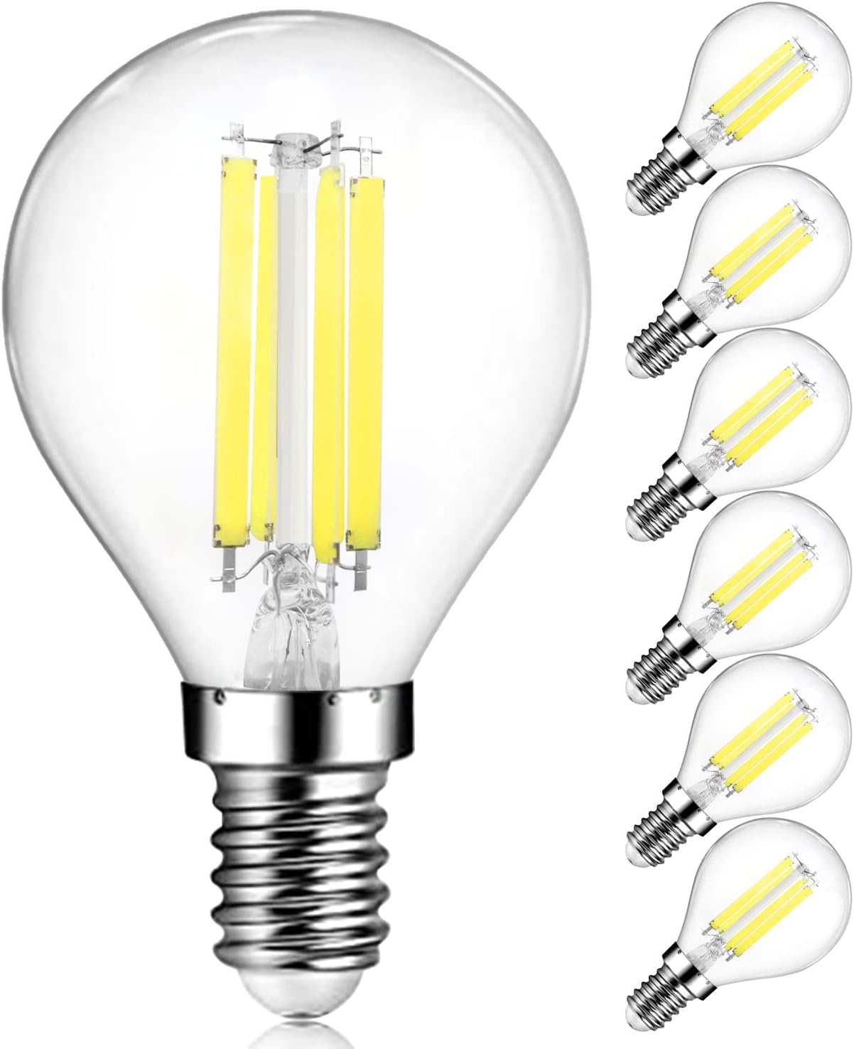 ExtraStar Bombilla LED de Filamentos, vintage, edison E14/6W, 6500K Luz Fria - 6 unidades