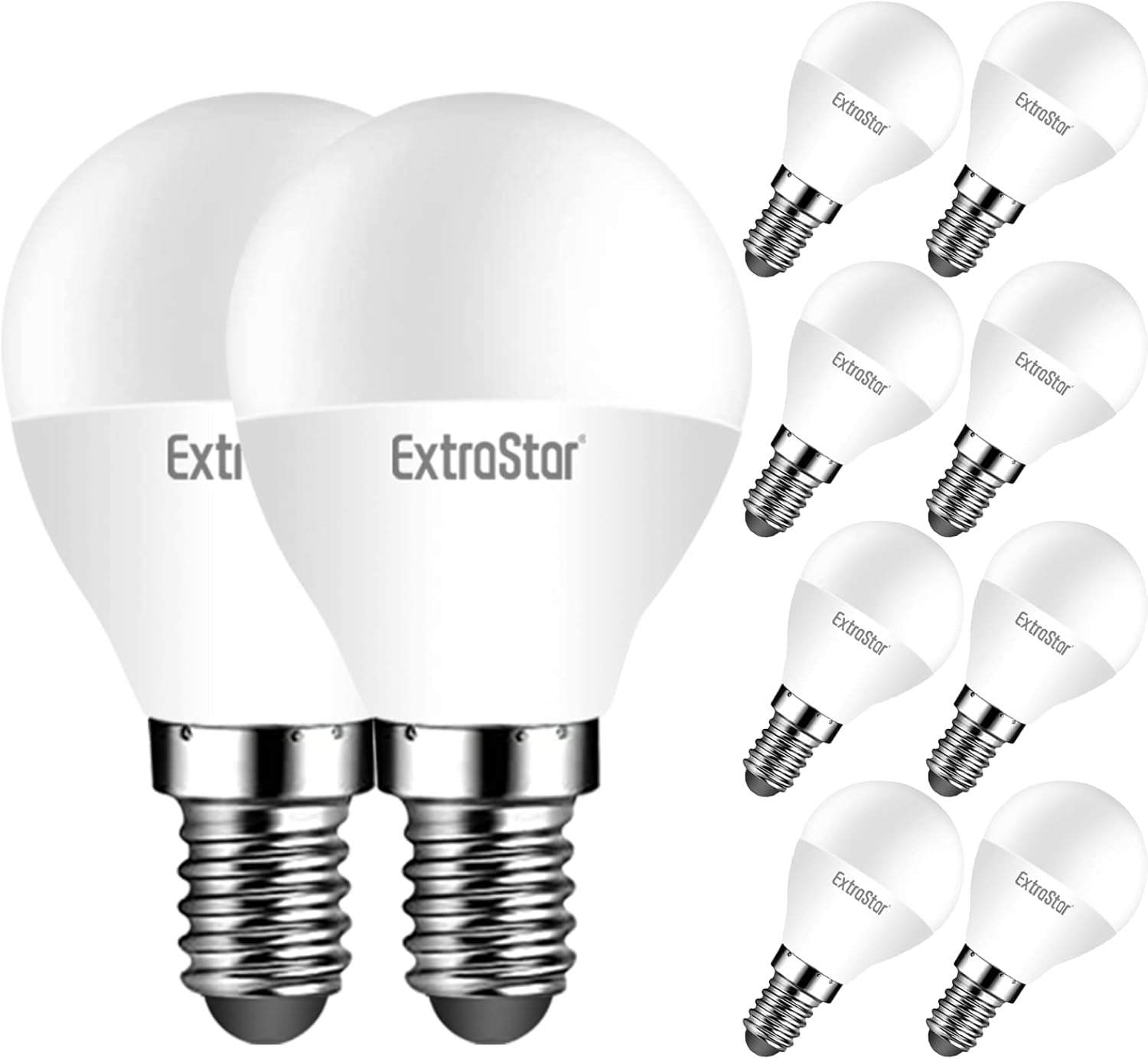 EXTRASTAR 12 x Bombillas LED E14, 425 Lúmen, 5W Equivalente a 40W Halógena, Luz Fría 6500K, No regulable
